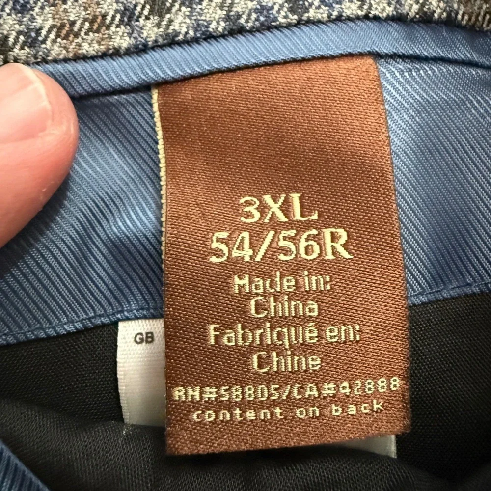 Oak Hill Sport Coat Mens 3XL 54/56R Blue Brown Houndstooth Check Blazer Jacket